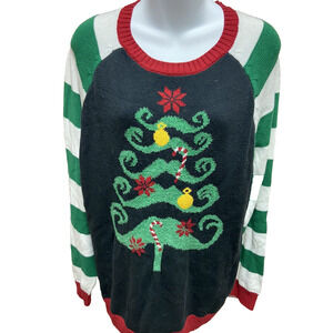 Womens Ugly Christmas Sweater Size XS Tree Green Red Party size Small TACKY